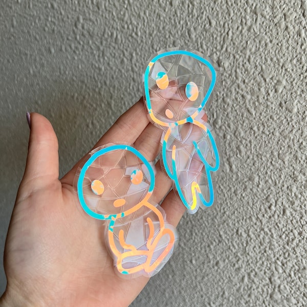 Sun Catcher Kodama Stickers | Two Pack Princess Mononoke Stickers | Studio Ghibli Tree Spirits | Reusable Non-adhesive Rainbow Window Cling
