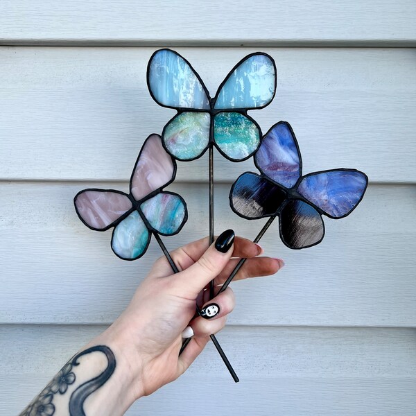 Butterfly Plant Stake | Stained Glass Plant Stake | Garden Stake | Garden Decor | Houseplant Stake