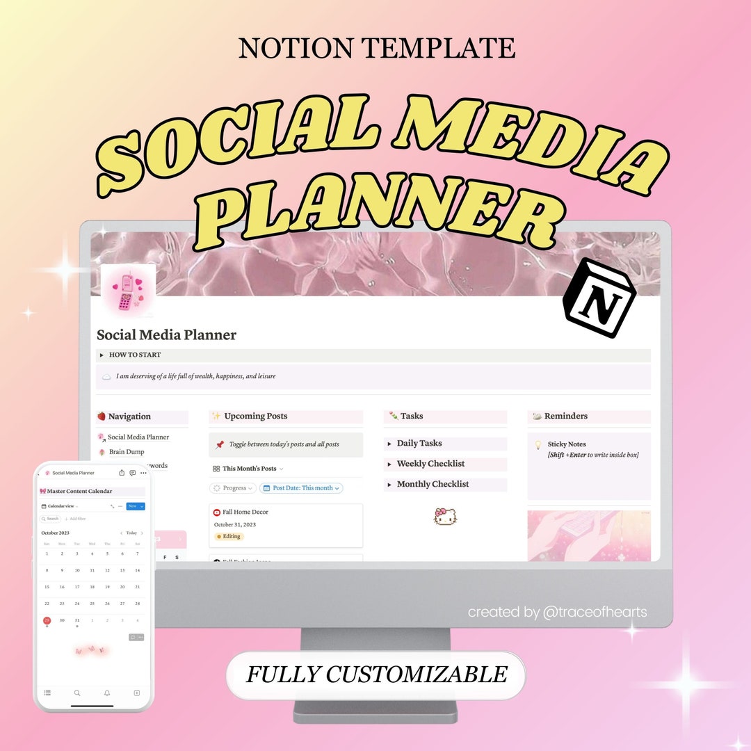 Notion Template Social Media Content Planner, Notion Instagram Planner ...