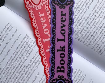 Book Lover Bookmark | Cute Whimsical Valentine Accessory | Lacey Scroll Bookish Gift