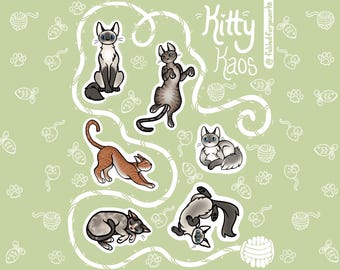 Kitty Kaos Cat Sticker Sheet | Cute Cat Stickers | Kawaii Cat Planner Stickers | Silly Cat Decal Gift