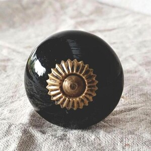 Knob - Brass/Black - Furniture, Kitchen and Bathroom Hardware -Drawer Knob -Cabinet Pull -Cupboard Handle -Modern Farmhouse Vintage Style