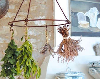Metal Herb Drying Rack – Farmhouse Style Hanging Preserver for Culinary Herbs