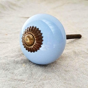 Knob - Brass/Blue - Furniture, Kitchen and Bathroom Hardware - Cottage Decor -Farmhouse Vintage Style -Blue Decor -Drawer Knob, Cabinet Pull