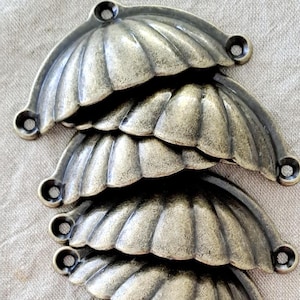 Pack of 5 Cup Style Pulls 'Antique Bronze Shell' Furniture Hardware, Drawer Pull (QTY 5) - Country Farmhouse Style -Vinatge Hampton Style -