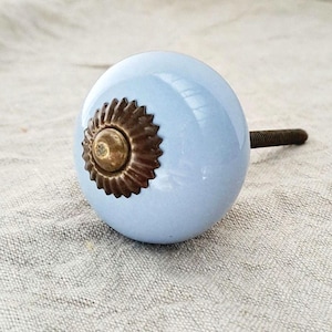 Knob - Brass/Blue - Furniture, Kitchen and Bathroom Hardware - Cottage Decor -Farmhouse Vintage Style -Blue Decor -Drawer Knob, Cabinet Pull