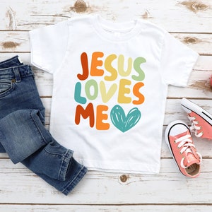 Jesus Loves Me Toddler Shirt, Inspirational Kids Shirts, cute Jesus Tee, Religious Gift, Christian Toddler Tee