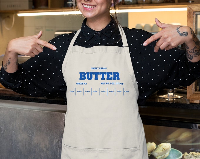 Salted Butter Apron, Sweet Cream Butter Apron, Kitchen Apron, Baker Gift, Foodie Gift, Apron for Women, Apron for Men