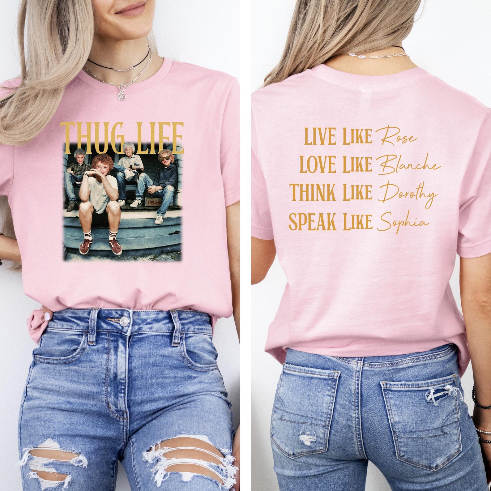 Stay Golden Graphic T-Shirt For Women - Thug Life Cotton Blend Tee In Heather Deep Teal
