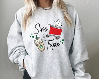 Sips and Trips Sweatshirt: Girls Vacation Matching Shirt