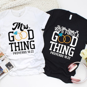 Christian Couple Shirts, Matching T-shirts for Him and Her, Wedding Anniversary, Husband and Wife Tee, Biblical Marriage Quote Shirt
