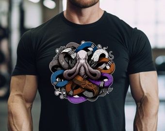 Jiu Jitsu Octopus Design T-shirt,Modern Athletic T-shirt,Jiu Jitsu Casual t-shirt,Jiu Jitsu Cool T-shirt,MMA Everyday T-shirt,Jiu Jitsu Gift