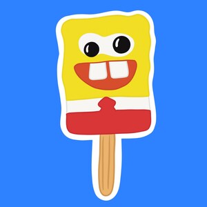 Sponge Cartoon Popsicle Sticker: Funny 90s Inspired Treat - Etsy