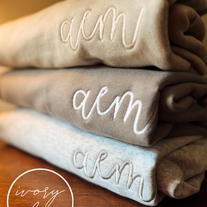 Neutral Script Monogram Sweatshirt // 3 Colors // casual everyday embroidered sweatshirt