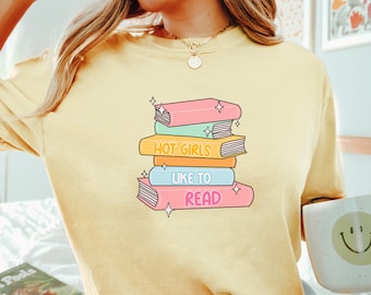 Bücher Liebhaber Shirt, heiße Leseratten Mädchen Tshirt, Bücherwurm Grafik T-Shirt, Leseratte Sweatshirt, Frauen Rundhals Geschenk für Buchclub, Geschenk für Leseratte