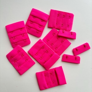 Bra Hook and Eye Closure, Hot Pink -2 Rows Wide, 3 Hooks(38 mm) Lingerie Making Supplies, Plush Back for Bra and Bralette Making
