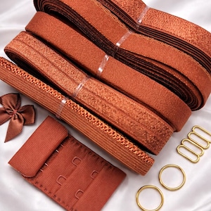 Brown Lingerie Elastic Kit, Bra and Bralette Sewing Supplies, DIY lingerie Making Kit