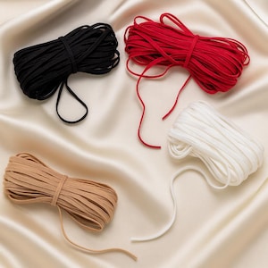 Thin Picot Elastic 3 mm (0,11 inches), Soft Stretch Trim for Bra Making, Lingerie Cups, Underwear, Swimwear-Red/Black/White/Beige, 1 yard