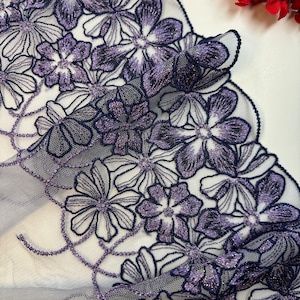 Colorful floral lace, Embroidered lace , Lingerie lace fabric, Floral lace mesh, Tulle embroidery trim, Non stretch lace, Lace for lingerie