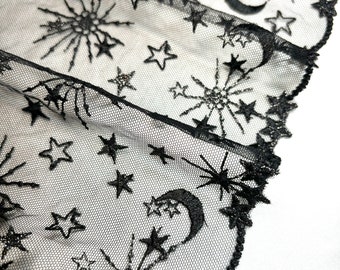 Embroidered tulle lace for bra making, floral embroidery lace trim for sewing lingerie, Black soft embroidered lace, Floral lace.