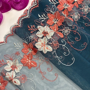 Floral embroidered tulle lace for sewing lingerie, Lace fabric trim, lace, Mesh lace fabric, Nonelastic lace width 22cm-9 inch