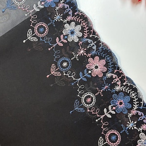 Colorful floral lace, Embroidered lace , Lingerie lace fabric, Floral lace mesh, Tulle embroidery trim, Non stretch lace, Lace for lingerie