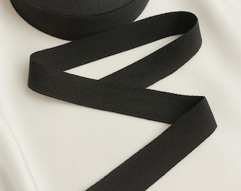 Black Cotton Twill Tape, 1-Inch9 2.5 cm) Wide, Corset Waist Stay, Soft Cotton Tape for Sewing, Crafts, Binding and DIY Project