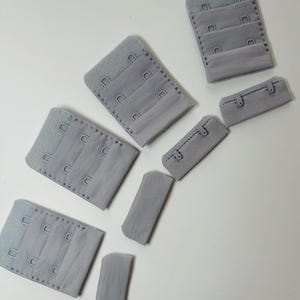 Gray Bra Hook and Eye Closure -2 Rows Wide, 3 Hooks (38 mm) Lingerie Making Supplies, Plush Back for Bra and Bralette Making