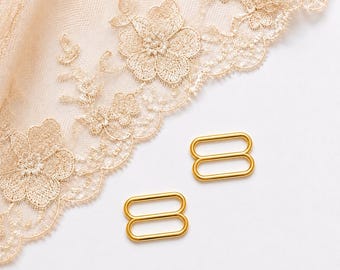 Gold Metal Strap Sliders 1/2 Inch Bra Lingerie Hardware Sewing Supplies Swimwear Findings Adjusters