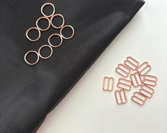 12 mm (1/2* tum) roséguldfärgade remreglage, set med 2 stycken, metallremsjusterare för BH, underklädesdetaljer, gör-det-själv-BH-tillverkningstillbehör