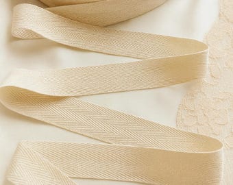 Beige Cotton Twill Tape, 1-Inch9 2.5 cm) Wide, Corset Waist Stay, Soft Cotton Tape for Sewing, Crafts, Binding and DIY Project