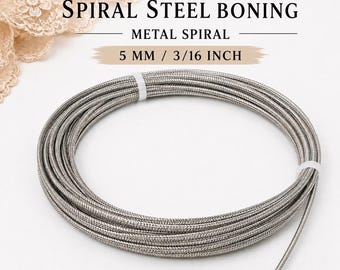 3/16 Inch Spiral Steel Boning, Flexible Corset Boning for Sewing