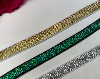 3/8*(10 mm), Strapping elastic, Bra shiny strap, Shiny strap for lingerie, Gold/silver/Green shiny strap