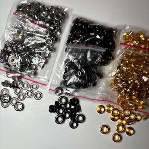 Metal Grommets: Gold, Silver, Gunmetal Eyelets (10mm Outer/5mm Inner, Set of 10)