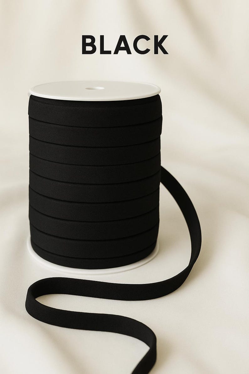 Underwire Channeling Tape 10 mm(3/8*), Soft Tunnel Tape for Bra Making, Lingerie Sewing and Underwire Casing, Sold by the yard Black