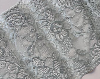 Mintgroene stretchkanten rand 9 inch breed (23 cm, zachte elastische kantstof met bloemen voor naaien, lingerie, jurken, doe-het-zelvers op maat gesneden