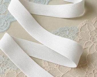 White Cotton Twill Tape, 1-Inch (2.5 cm) Wide, Corset Waist Stay, Soft Cotton Tape for Sewing, Crafts, Binding and DIY Project