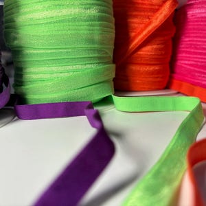Soft Fold Over Elastic, Neon and Bright Colors Elastic, Stretch Trim for Lingerie, Decorative Seam and Edge Finishing-3 Yards