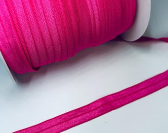 Elástico plegable brillante rosa fuerte: 15 mm FOE, se vende cortado a medida