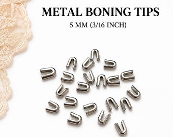 Silver Spiral Steel Boning Tips 3/16 Inch, Metal End Caps for Corset Making