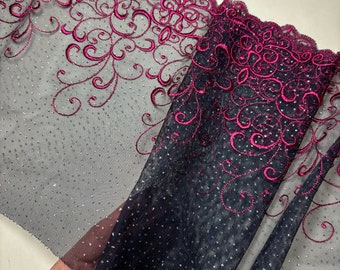 Embroidered tulle lace for bra making, floral embroidery lace trim for sewing lingerie, Nonelastic soft lace.