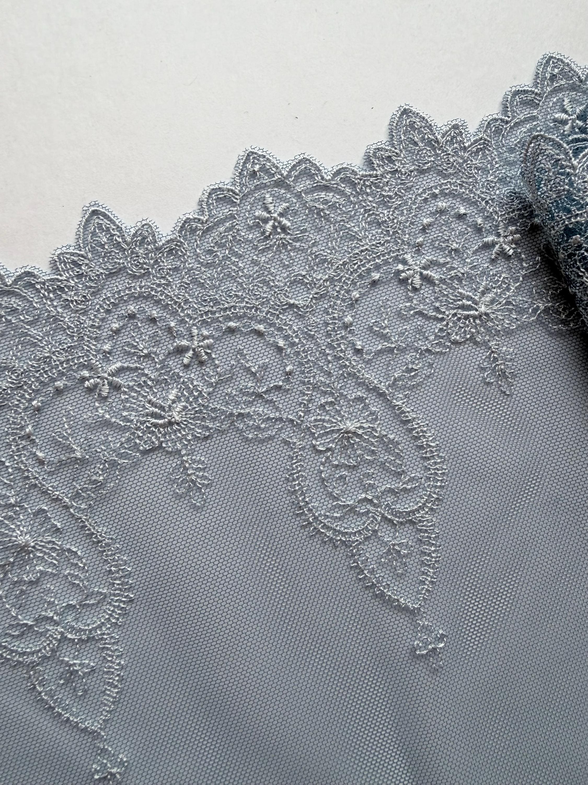 Dusty Blue Lace 8.5 Inch Wide, Non-stretch Embroidered Lace by Yard for ...