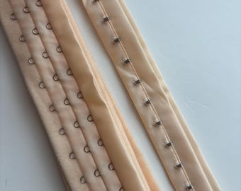 Beige Bra Hook and Eye Tape 4.5  Inch (12 cm), Plush Back Bra Closure for Lingerie Sewing