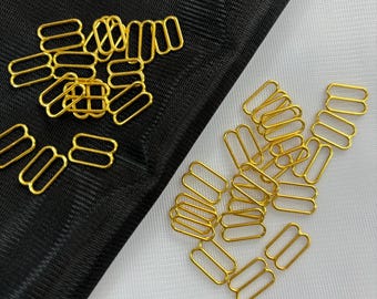 10 mm/3/8** tum guldfärgade remreglage, set med 2 stycken, metallremsjusterare för bh, underklädesdetaljer, gör-det-själv-behåtillverkningstillbehör