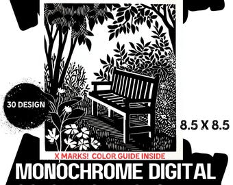 Monochrome Coloring Pages | 30 Mindful Designs (PDF Printable)