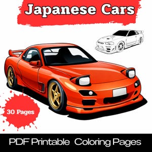 90-talets JDM-bilmålarbilder, 30 utskrivbara designer (PDF-nedladdning)