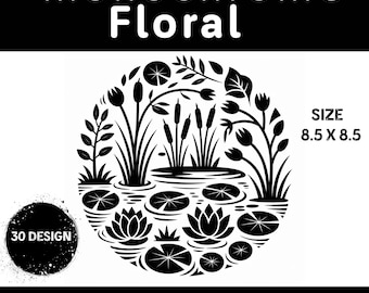 Floral  Monochrome  Coloring Pages PDF, Botanical Patterns, Zen Nature Therapy (Digital Download)  use just one color  Coloring Sheets