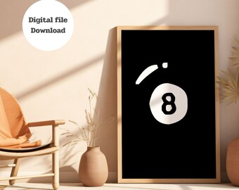 Retro 8 Ball Print, Vintage Billiards Poster (Digital Download)