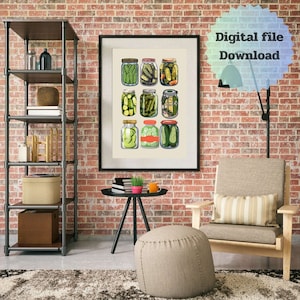 Pickle Poster, Pickle Lover Digitaler Download, Digitaldrucke, Wandkunst, Lustige Küche, Pickles, herunterladbares minimalistisches Poster, Lustige Wandkunst