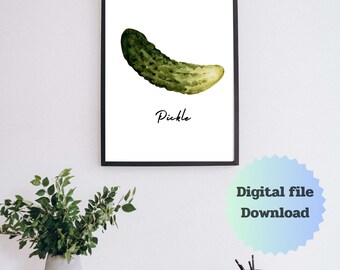 Pickle Kitchen Art Print, Minimalist Food Poster (Digital Download)